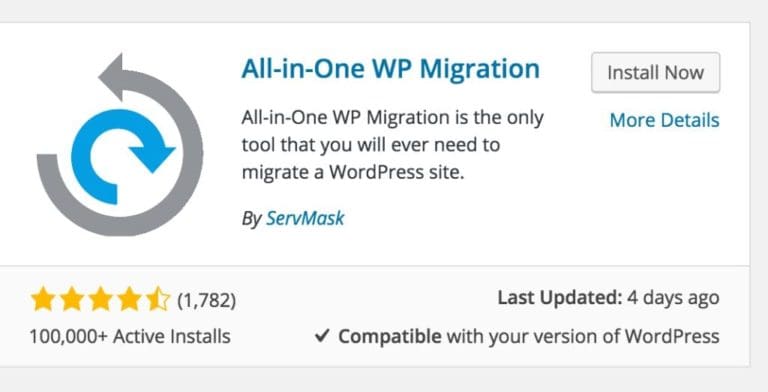 Migrating WordPress Site All in One WP Migration